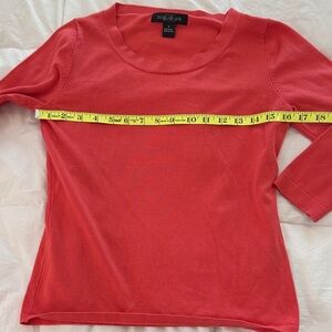 August Silk Womens  Deep Coral  Three Quarter Sleeve Top S